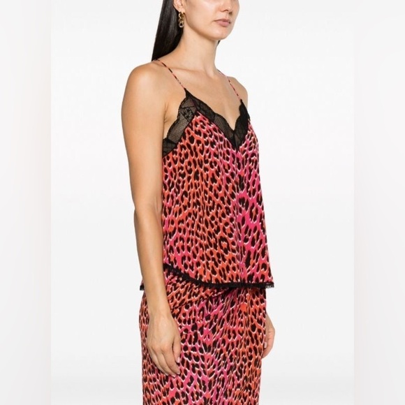 New! Zadig & Voltaire Christy SILK Top in the Red Leopard Print  ❤️ Small - Picture 8 of 15